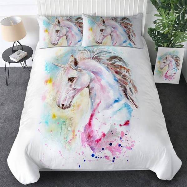 Watercolor Unicorn Bed Set